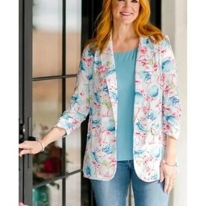 The Pioneer Woman Boyfriend Blazer Sz XXL/XXXL Multicolor Lightweight Floral New